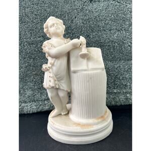 RARE Parian White Porcelain Bisque Child WITH Gold Accent Vase c1850s USA